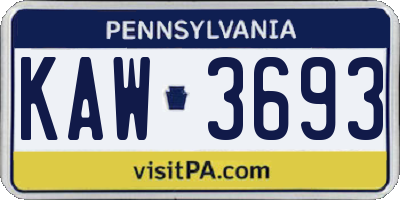 PA license plate KAW3693