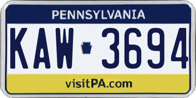 PA license plate KAW3694