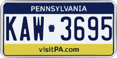 PA license plate KAW3695