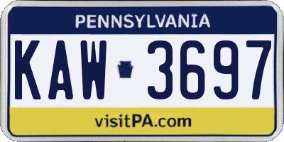 PA license plate KAW3697