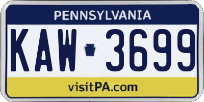 PA license plate KAW3699