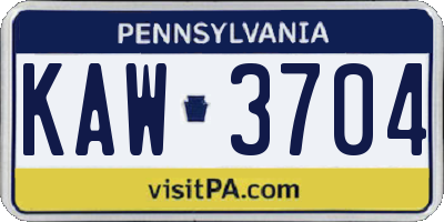 PA license plate KAW3704