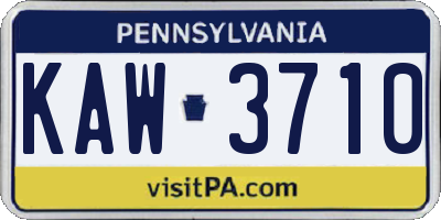 PA license plate KAW3710