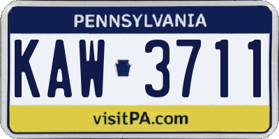 PA license plate KAW3711