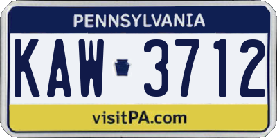 PA license plate KAW3712
