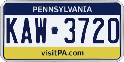 PA license plate KAW3720