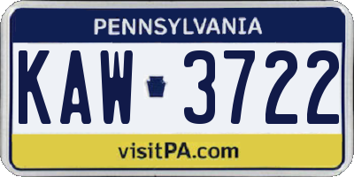 PA license plate KAW3722