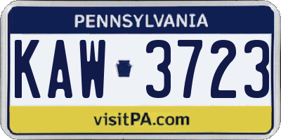 PA license plate KAW3723