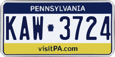 PA license plate KAW3724