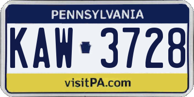PA license plate KAW3728
