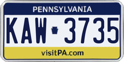 PA license plate KAW3735