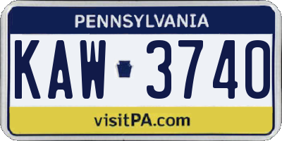 PA license plate KAW3740