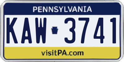 PA license plate KAW3741