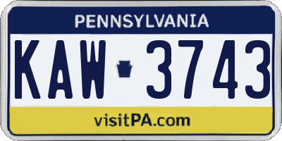 PA license plate KAW3743