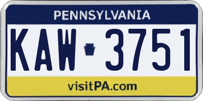 PA license plate KAW3751
