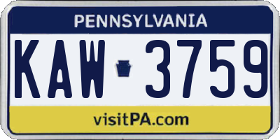 PA license plate KAW3759