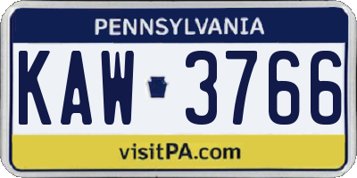 PA license plate KAW3766
