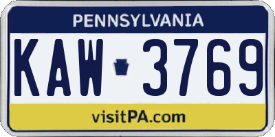 PA license plate KAW3769