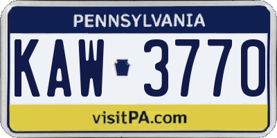 PA license plate KAW3770