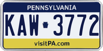 PA license plate KAW3772