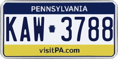 PA license plate KAW3788