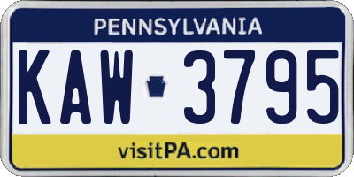 PA license plate KAW3795