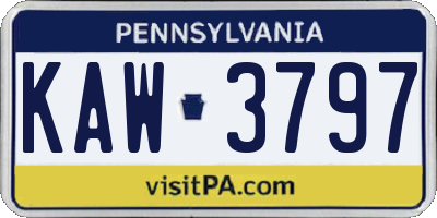 PA license plate KAW3797