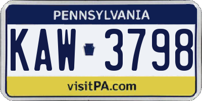 PA license plate KAW3798
