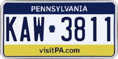 PA license plate KAW3811