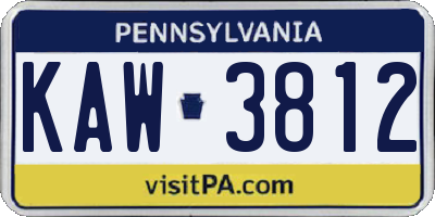 PA license plate KAW3812