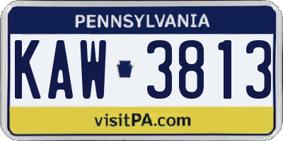PA license plate KAW3813