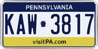 PA license plate KAW3817