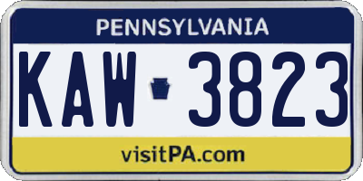 PA license plate KAW3823