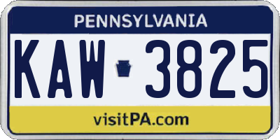 PA license plate KAW3825
