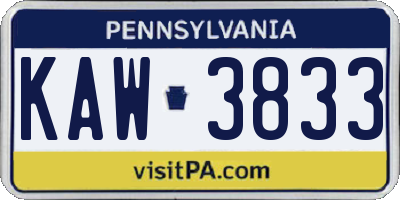 PA license plate KAW3833