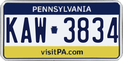 PA license plate KAW3834