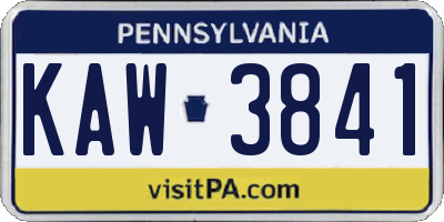 PA license plate KAW3841