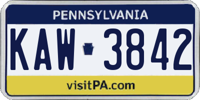 PA license plate KAW3842
