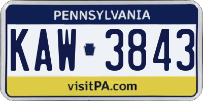 PA license plate KAW3843