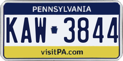 PA license plate KAW3844
