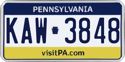 PA license plate KAW3848