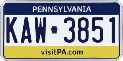 PA license plate KAW3851