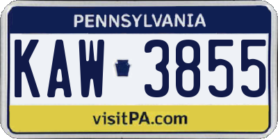 PA license plate KAW3855