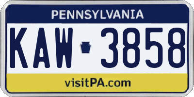PA license plate KAW3858