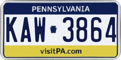 PA license plate KAW3864