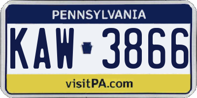PA license plate KAW3866