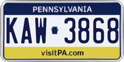 PA license plate KAW3868