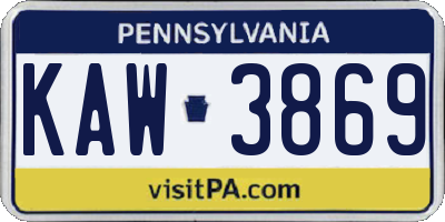 PA license plate KAW3869