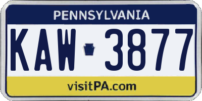 PA license plate KAW3877