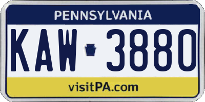 PA license plate KAW3880